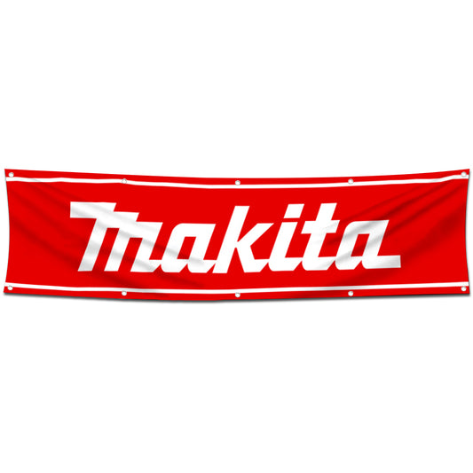 Fyon Industrial Power Tools Garage Shop Decor Banner Works for Makita Flag Red 2x8 Feet