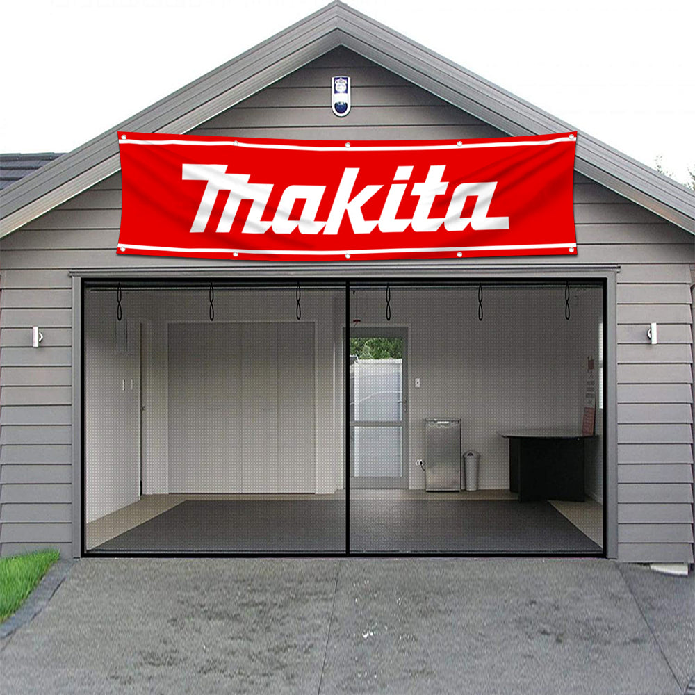 Fyon Industrial Power Tools Garage Shop Decor Banner Works for Makita Flag Red 2x8 Feet