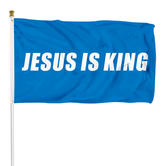 Fyon JESUS IS KING flag Blue Indoor and outdoor banner