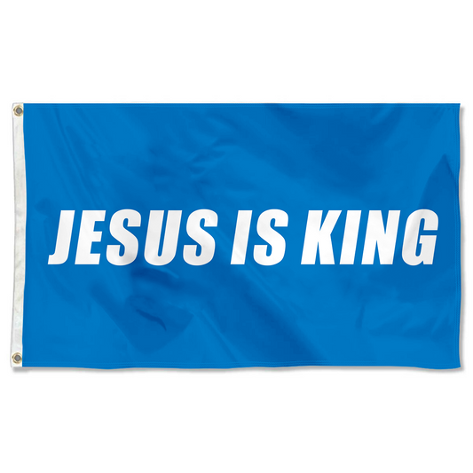 Fyon JESUS IS KING flag Blue Indoor and outdoor banner
