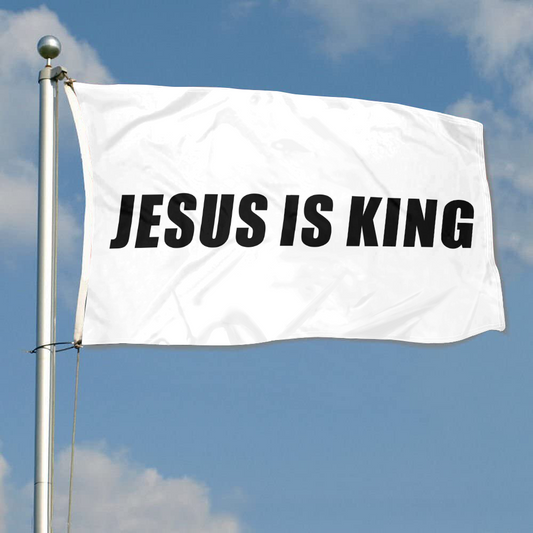 Fyon JESUS IS KING Flag Indoor and outdoor banner White 32815