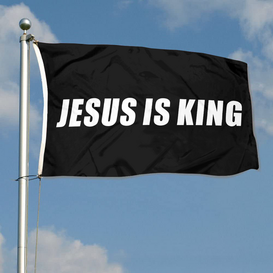 Fyon JESUS IS KING Flag Indoor and outdoor banner Black 32817
