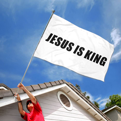 Fyon JESUS IS KING Flag Indoor and outdoor banner White 32815