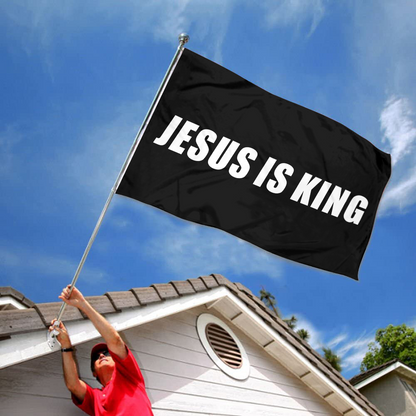 Fyon JESUS IS KING Flag Indoor and outdoor banner Black 32817