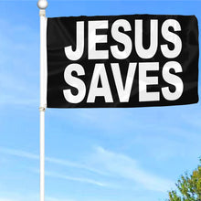 Fyon JESUS Saves Flag Black Indoor and outdoor banner