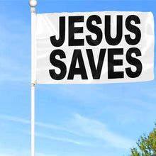 Fyon JESUS Saves Flag  White Indoor and outdoor banner