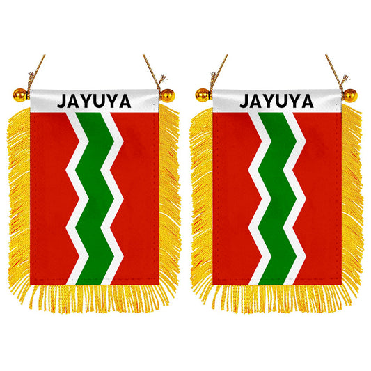 Jayuya, Puerto Rico Flag Mini Car Rearview Mirror Flag Banner - 2PC