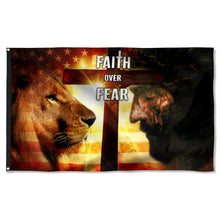 Fyon Jesus And Lion Faith Over Fear Flag 41021  Indoor and outdoor banner