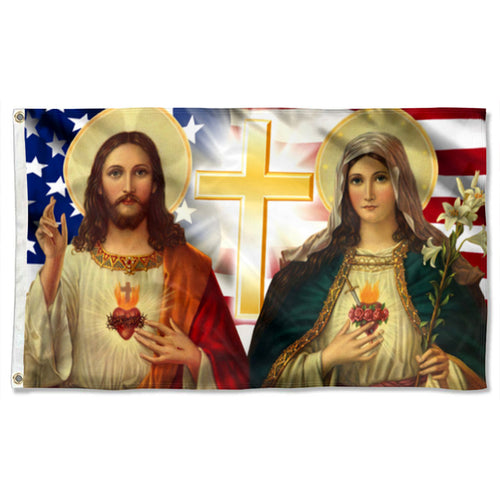 Fyon Jesus And Mary Two Loving Hearts Flag  41025  Indoor and outdoor banner