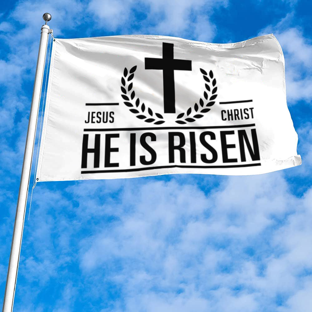Fyon Jesus Christ He Is Risen Flag Banner