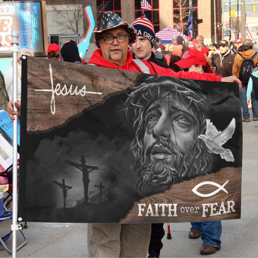 Fyon Jesus Faith Over Fear Respect Flag 41037 Indoor and outdoor banner