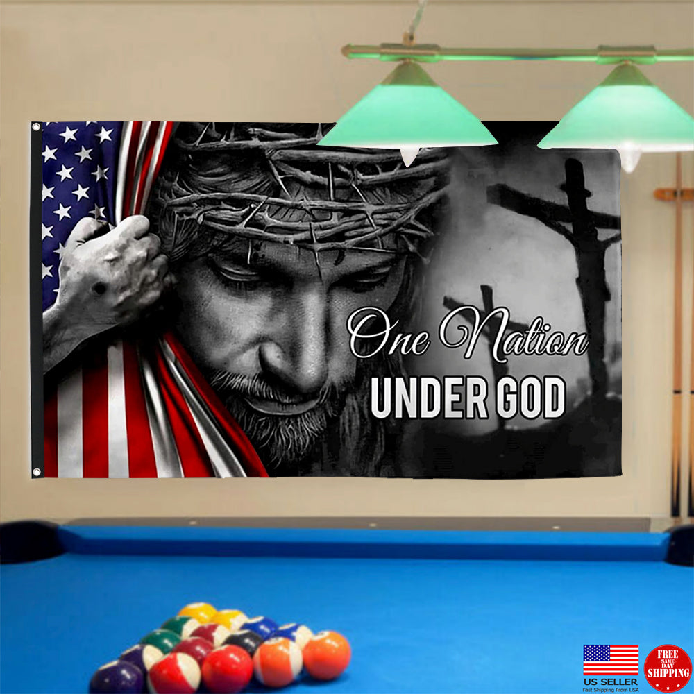 Fyon Jesus One Nation Under God Flag Banner