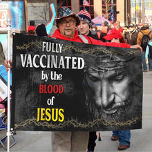 Fyon Jesus Fully Vaccinated By The Blood Of Jesus Flag 41122 Indoor and outdoor banner