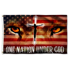 Fyon Jesus Lion Eyes One Nation Under God Flag 41152 Indoor and outdoor banner