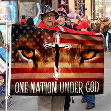 Fyon Jesus Lion Eyes One Nation Under God Flag 41152 Indoor and outdoor banner