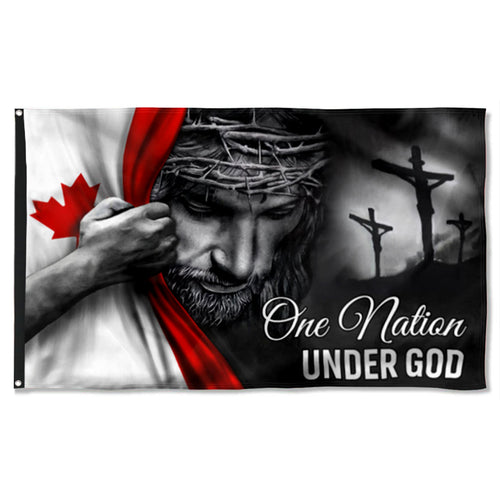 Fyon Jesus One Nation Under God Canadian Flag  41035 Indoor and outdoor banner