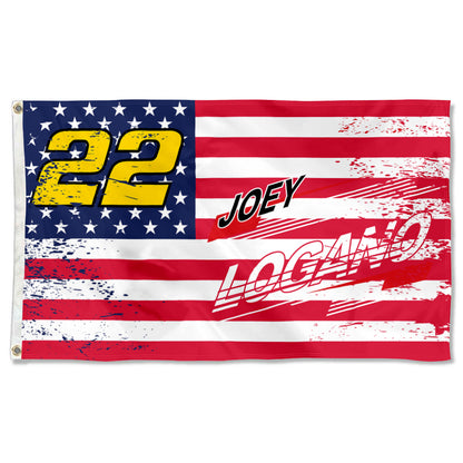 Fyon Joey Logano #22 Stars and Stripes Flag  Banner