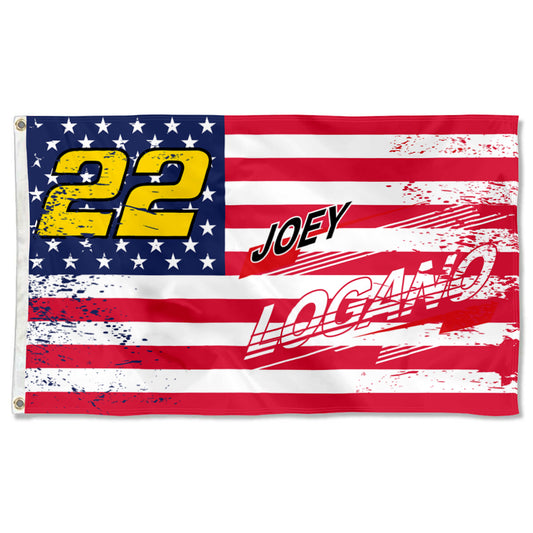 Fyon Joey Logano #22 Stars and Stripes Flag  Banner