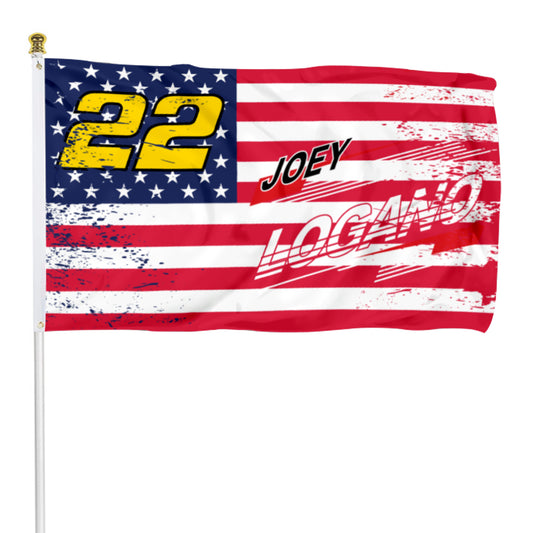 Fyon Joey Logano #22 Stars and Stripes Flag  Banner