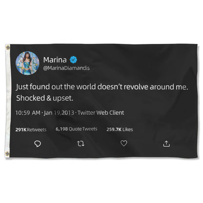 Fyon Just Found Out The World Doesn’t Revolve Around Me Shocked & Upset Marina Diamandis Tweet Indoor and outdoor banner