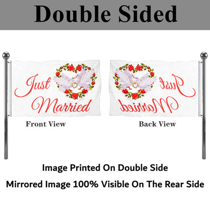 Fyon Just Married Flag 2151 Flag Indoor and outdoor banner