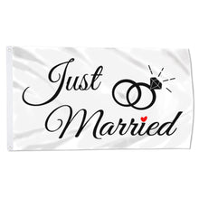 Fyon Just Married Ring Flag Blue White Flag Indoor and outdoor banner