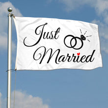 Fyon Just Married Ring Flag Blue White Flag Indoor and outdoor banner