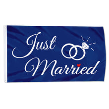 Fyon Just Married Ring Flag Blue Flag Indoor and outdoor banner