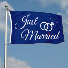 Fyon Just Married Ring Flag Blue Flag Indoor and outdoor banner