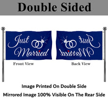 Fyon Just Married Ring Flag Blue Flag Indoor and outdoor banner