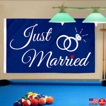 Fyon Just Married Ring Flag Blue Flag Indoor and outdoor banner