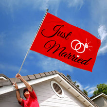 Fyon Just Married Ring Flag Red Flag Indoor and outdoor banner