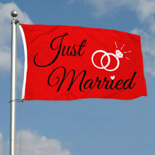 Fyon Just Married Ring Flag Red Flag Indoor and outdoor banner