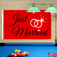 Fyon Just Married Ring Flag Red Flag Indoor and outdoor banner