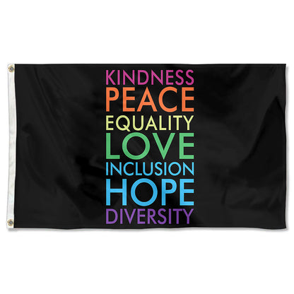 Fyon Kindness Peace Love Hope List Flag  Indoor and Outdoor Banner