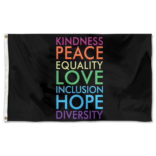 Fyon Kindness Peace Love Hope List Flag  Indoor and Outdoor Banner