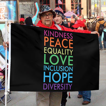 Fyon Kindness Peace Love Hope List Flag  Indoor and Outdoor Banner