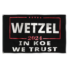 Fyon Koe Wetzel 2024 In Koe We Trust Flag Black Indoor and outdoor banner