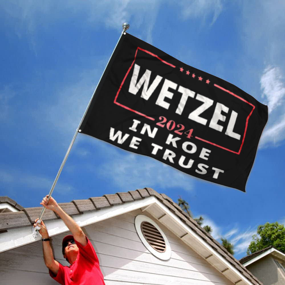 Fyon Koe Wetzel 2024 In Koe We Trust Flag Black Indoor and outdoor banner
