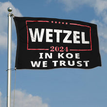 Fyon Koe Wetzel 2024 In Koe We Trust Flag Black Indoor and outdoor banner