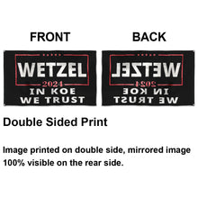 Fyon Koe Wetzel 2024 In Koe We Trust Flag Black Indoor and outdoor banner