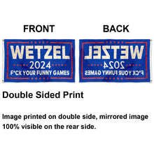 Fyon Koe Wetzel 2024 In Koe We Trust Flag Blue Indoor and outdoor banner