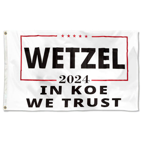 Fyon Koe Wetzel 2024 In Koe We Trust Flag White Indoor and outdoor banner