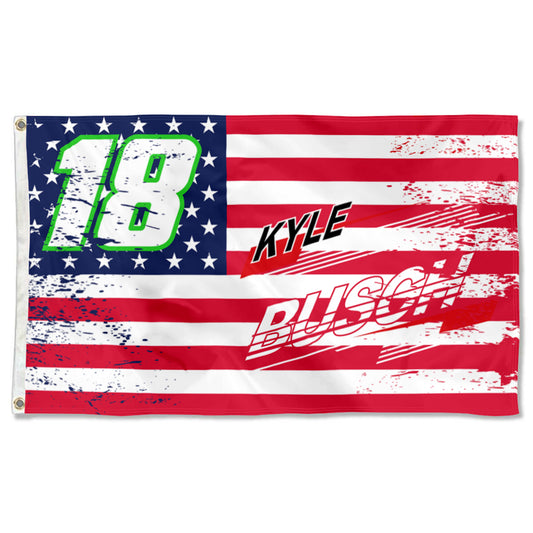 Fyon Kyle Busch #18 Stars and Stripes Flag  Banner