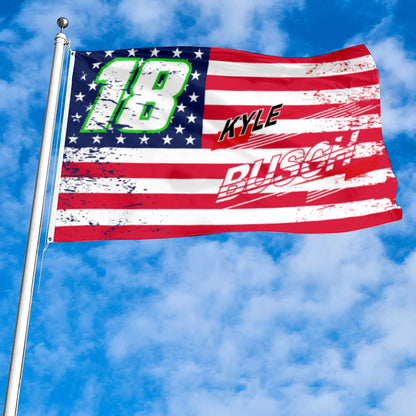 Fyon Kyle Busch #18 Stars and Stripes Flag  Banner