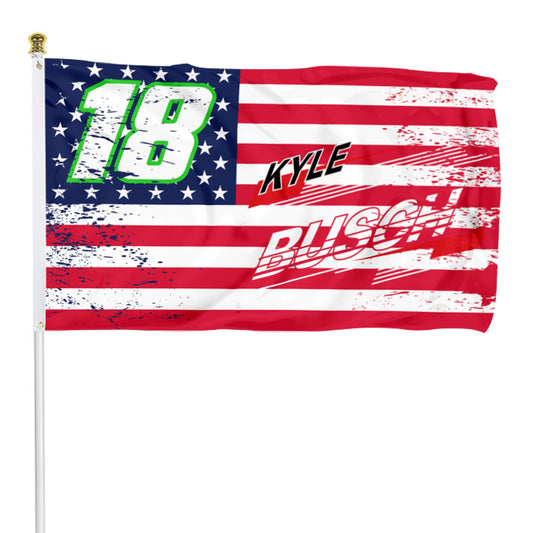 Fyon Kyle Busch #18 Stars and Stripes Flag  Banner