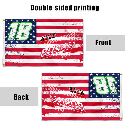 Fyon Kyle Busch #18 Stars and Stripes Flag  Banner