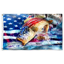 Fyon Largemouth Bass Fishing American Flag 41554 Indoor and outdoor banner