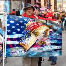 Fyon Largemouth Bass Fishing American Flag 41554 Indoor and outdoor banner