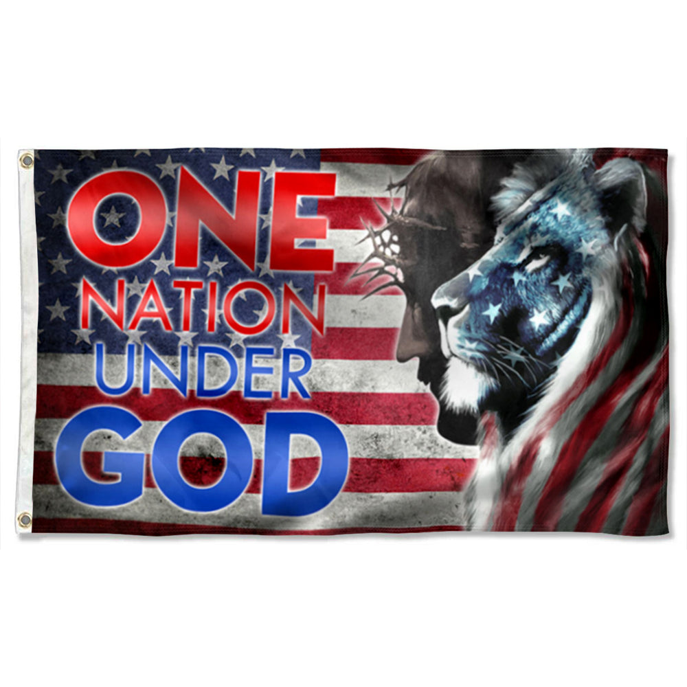 Fyon Lion King Jesus Christ One Nation Under God Flag  41145 Indoor and outdoor banner